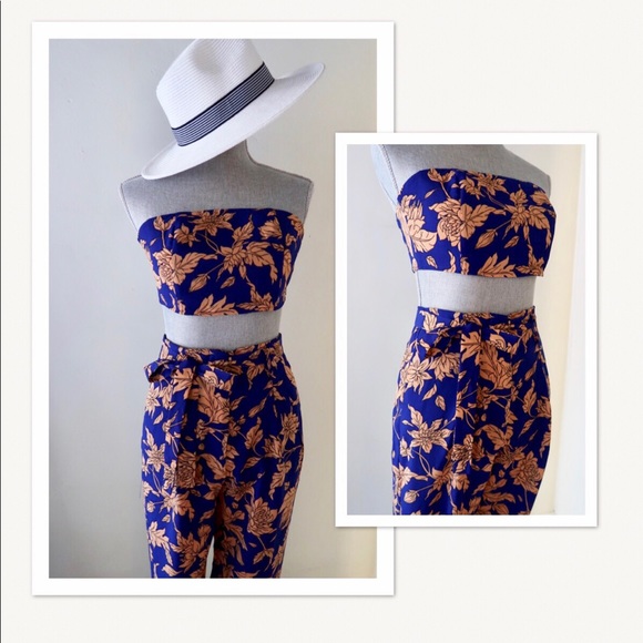 KATIE-Cobalt Blue and Peach/Blush Two-piece Set - Picture 2 of 6